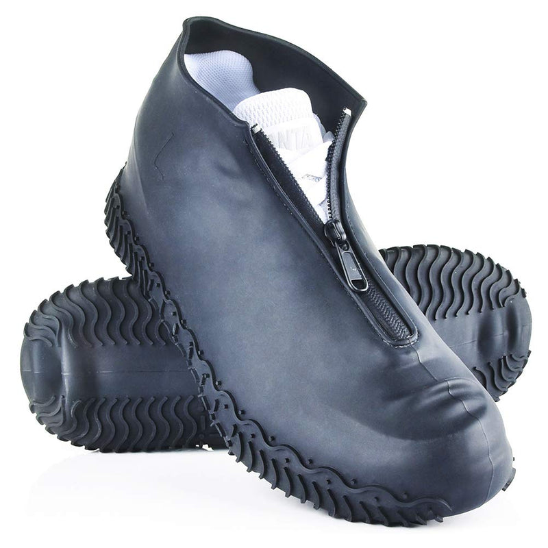 Shiwely Silicone Waterproof Shoe Covers, Upgrade Reusable Overshoes with Zipper, Resistant Rain Boots Non-Slip Washable Protection for Women, Men (L (Women 7.5-11, Men 6.5-10.5), Black) L (Women 7.5-11, Men 6.5-10.5)
