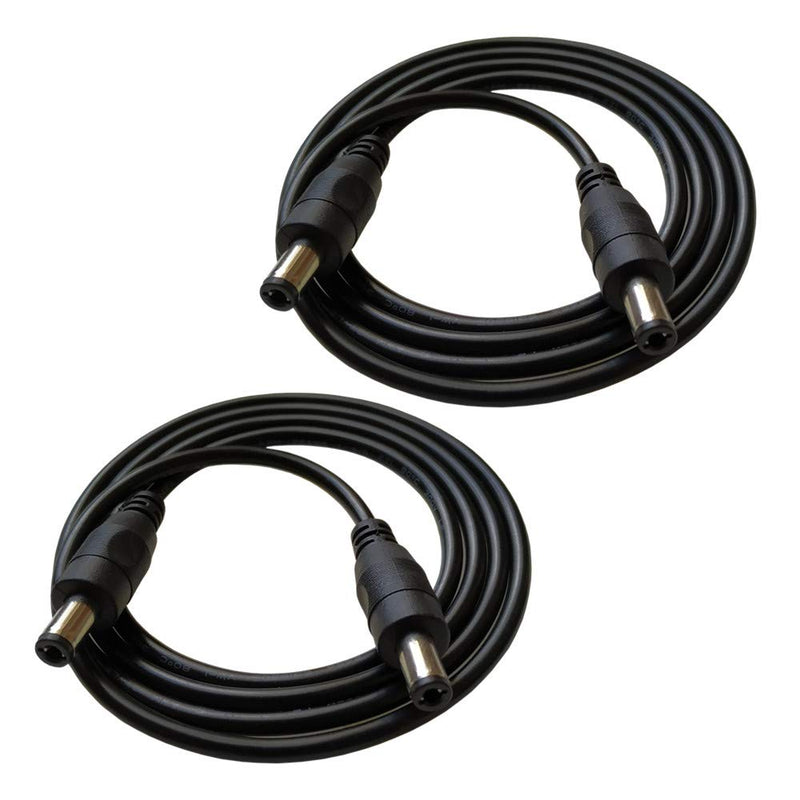 DZYDZR 2pcs 1 Meter 2.5mm x 5.5mm DC Extension Cable Black 22 AWG Copper Wire Male to Male Plug Max 24V 3A (3.3ft)
