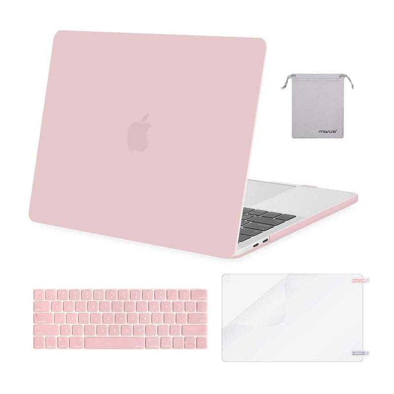 MOSISO Compatible with MacBook Pro 15 inch Case 2019 2018 2017 2016 Release A1990 A1707 with Touch Bar, Plastic Hard Shell Case & Keyboard Cover & Screen Protector & Storage Bag, Rose Quartz