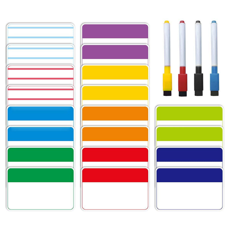 Magnetic Dry Erase Labels | Whiteboard Accents Magnets | Tag Name Plates Shelf Label | Data Card Holders for Classroom Office and Refrigerator (4 inch x 2.5 inch) 4 inch x 2.5 inch