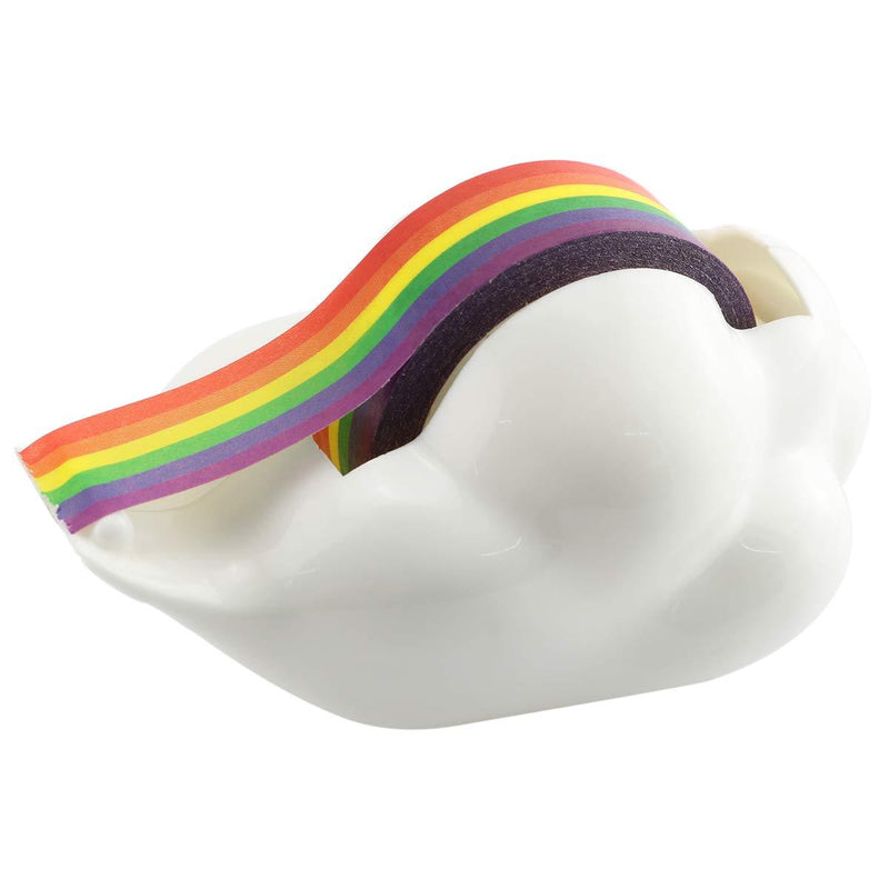 Lind Kitchen 1-Pack Creative Cloud Tape Dispenser with Rainbow Masking Tape,Decorative Cartoon Plastic Tape Holder Cutting Tape for Home Office School Stationery Supplies