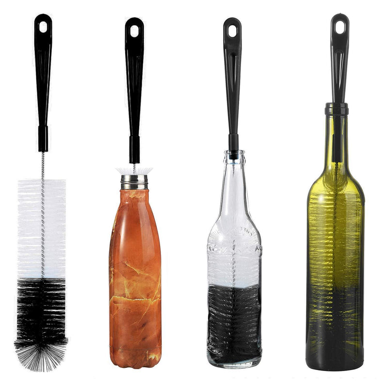 ALINK 16in Extra Long Black Bottle Cleaning Brush Cleaner for Washing Narrow Neck Beer, Wine, Thermos, S' Well, Brewing Bottles, Hummingbird Feeder