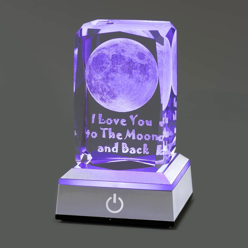 hochance 3D Moon Crystal with LED Colourful Light Base,Happy Mothers Day Gifts Ideas for Wife Mom Women Her，Unique Anniversary Birthday Presents for Girlfriend Funny Family Night Light Room Decoration A-moon