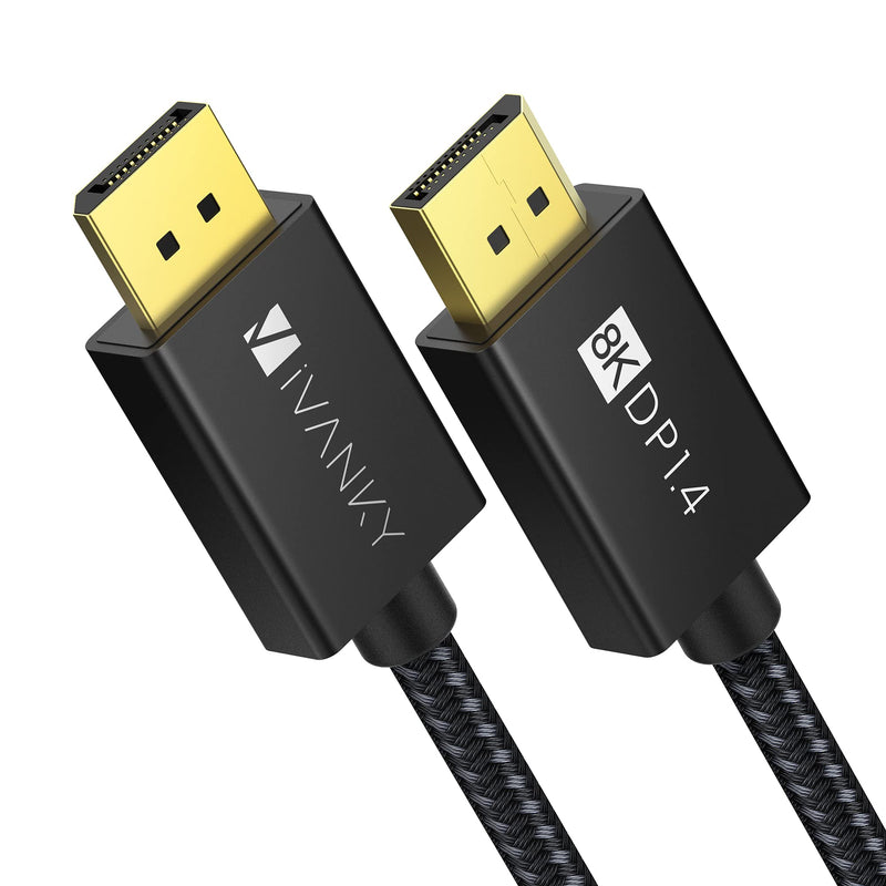 DisplayPort Cable 1.4, iVANKY 8K DP Cable 6.6ft [8K@60Hz, 4K@144Hz, 1080P@240Hz], Support HBR3, 32.4Gbps, HDCP 2.2, HDR, Compatible for Gaming Monitor, TV, PC, Laptop and More 6.6 Feet