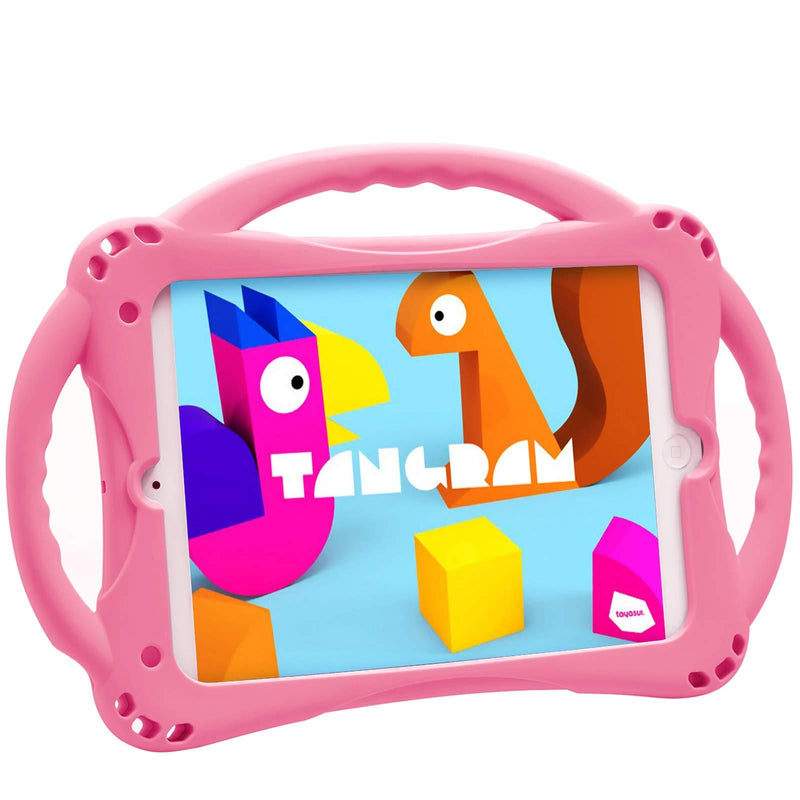 TopEsct Kids Case for iPad Mini 5 4 3 2 1,Silicone Childproof for All Kinds of iPad Mini, Built-in Handle Stand, Comes with a Strap. (Pink) Pink
