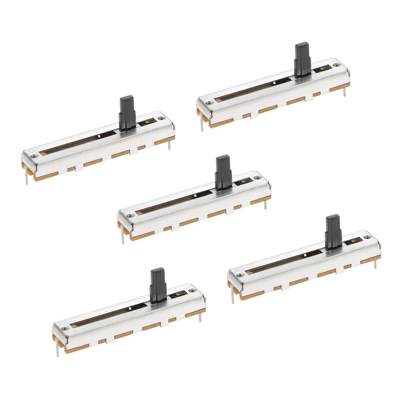 uxcell 5pcs Fader Variable Resistors Mixer 45mm Straight Slide Potentiometer B10K Ohm Linear Potentiometers for Dimming Tuning