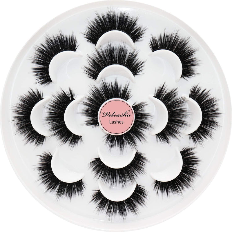 Veleasha Silk Eyelashes Luxury Multi-layered Effect Natural Look Faux Mink Lashes for Girls | 7 Pair Pack | Cinderella