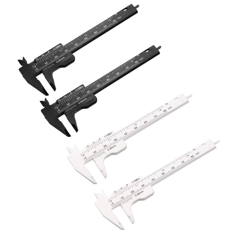 uxcell Vernier Caliper 80mm 3 Inch Metric Mini Double Scale Plastic Ruler Measuring Tool Color Random 4pcs