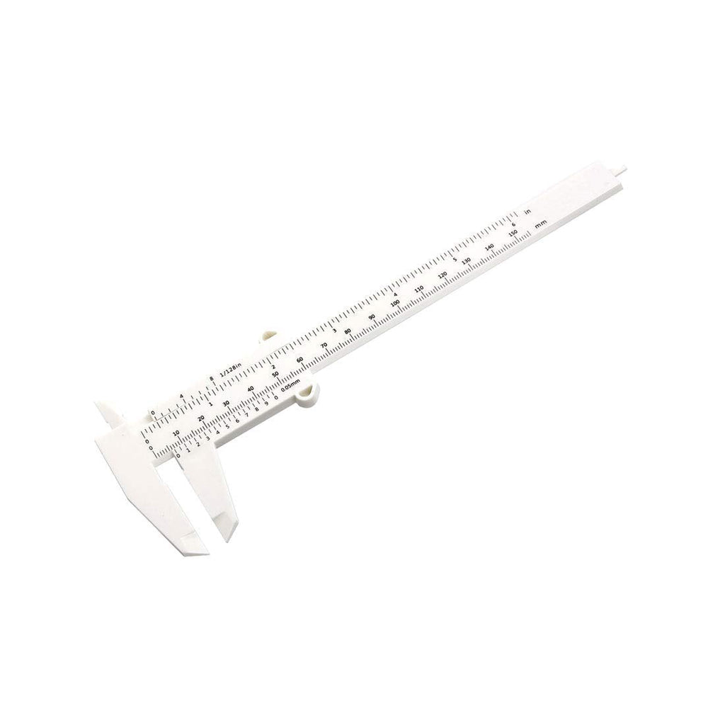 uxcell Vernier Caliper 150mm 6 Inch Metric Mini Double Scale Plastic Ruler Measuring Tool White 3pcs