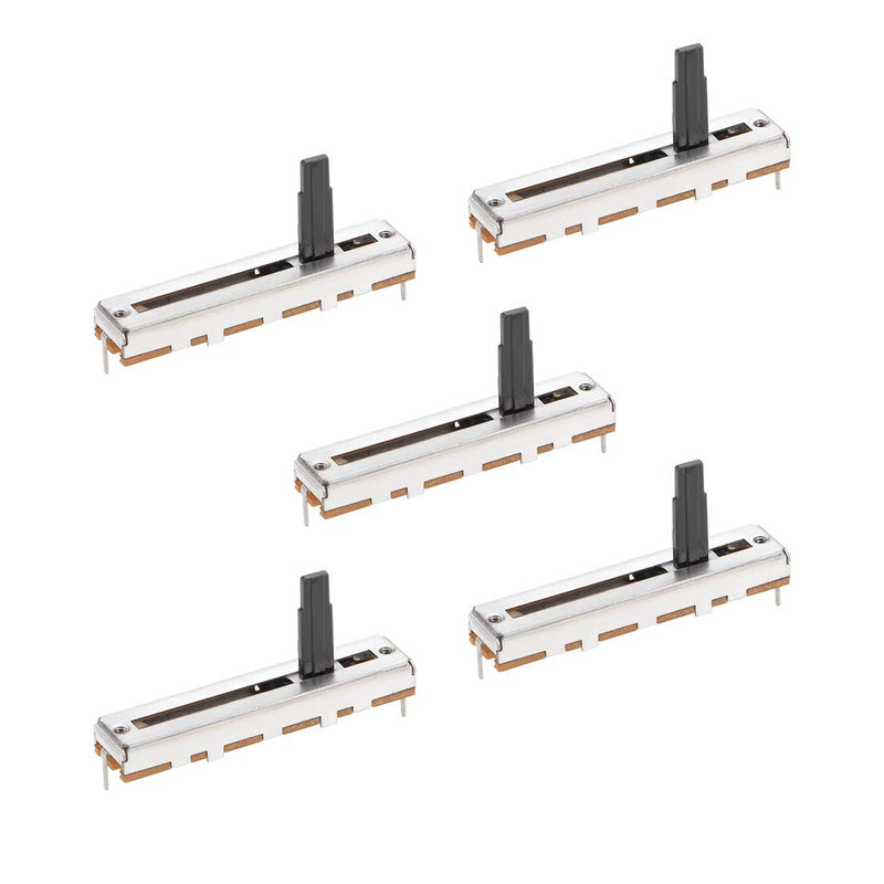 uxcell 5pcs Fader Variable Resistors Mixer 45mm Straight Slide Potentiometer B100K Ohm Linear Potentiometers for Dimming Tuning