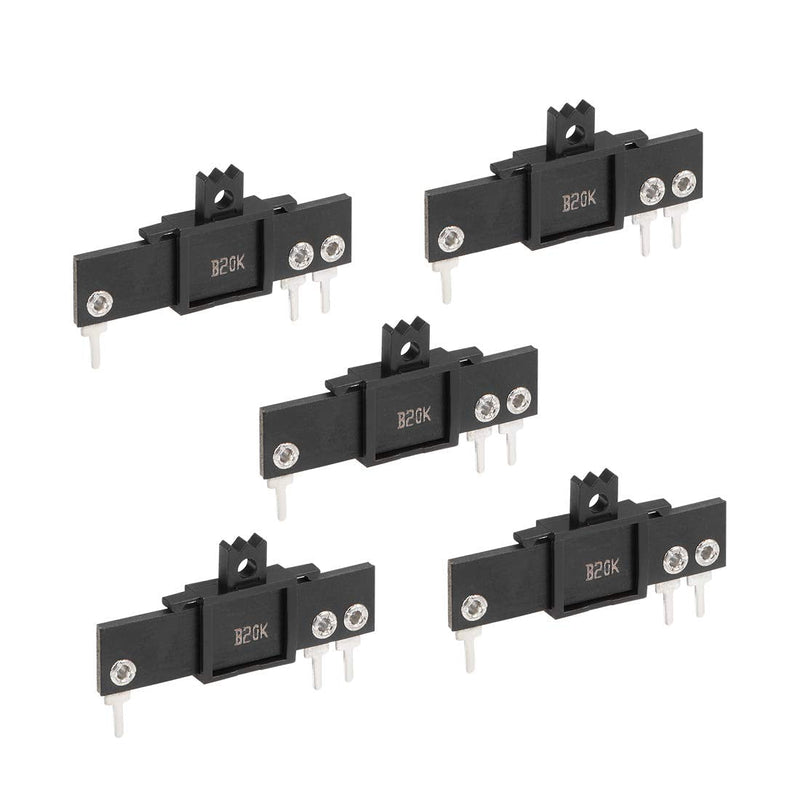 uxcell 5pcs Fader Variable Resistors Mixer 35mm Straight Slide Potentiometer B20K Ohm Linear Single Potentiometers for Dimming Tuning