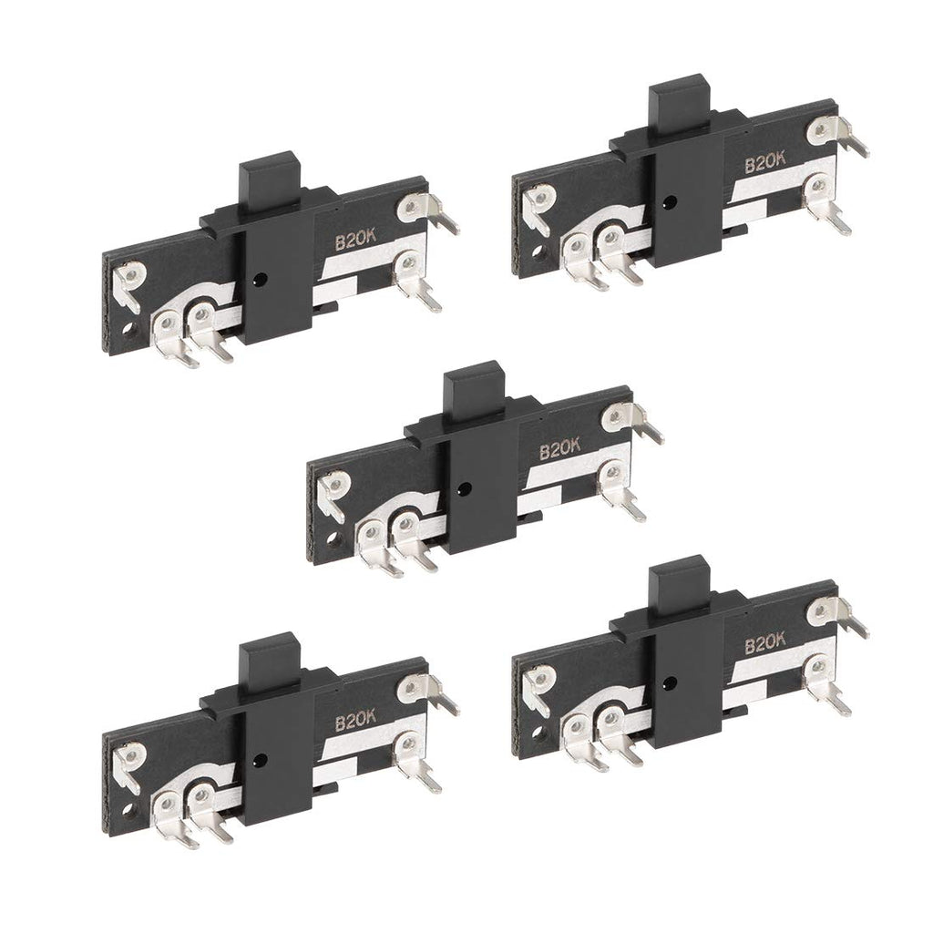 uxcell 5pcs Fader Variable Resistors Mixer 30mm Straight Slide Potentiometer B20K Ohm Linear Single Potentiometers for Dimming Tuning