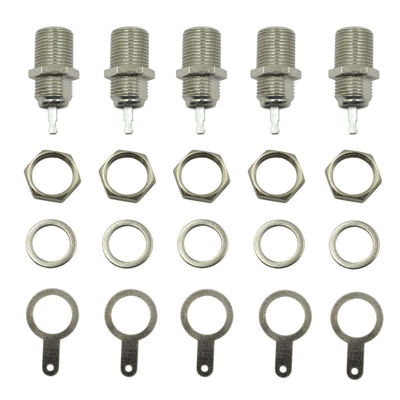 Hxchen F Type Panel Mounted Socket Female Jack Solder Connector Adapter - (5 Pcs)