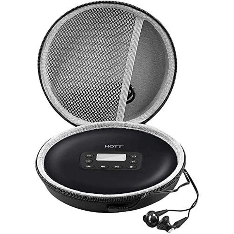 Portable CD Player Case Compatible with GPX PC332B丨 PC807B丨 NAVISKAUTO丨Gueray丨HOTT丨Monodeal丨Jensen Personal Compact Disc Player, Travel Carrying Stoarge Holder for Earphone and USB Cable - Black