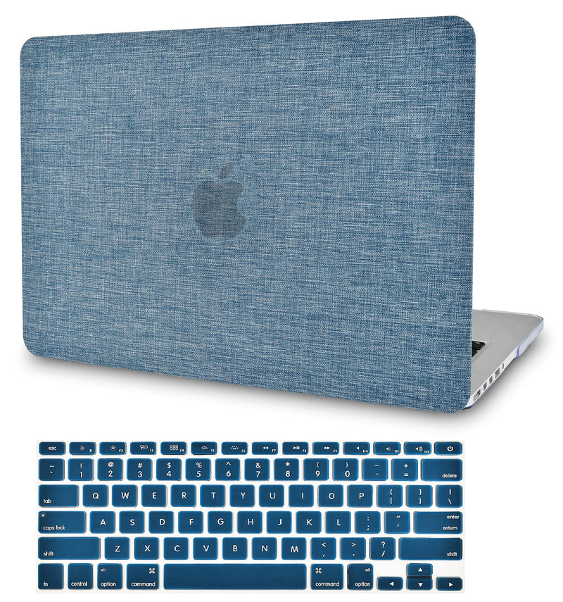 KECC Compatible with MacBook Air 13 inch Case 2020 2019 2018 Release A1932 Retina Display + Touch ID Protective Plastic Hard Shell + Keyboard Cover (Blue Fabric) Blue Fabric