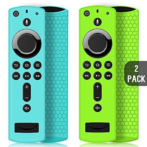 2 Pack Remote Case/Cover for Fire TV Stick 4K,Protective Silicone Holder Lightweight Anti Slip Shockproof for Fire TV Cube/3rd Gen All-New 2nd Gen Alexa Voice Remote Control-Turquoise,Green
