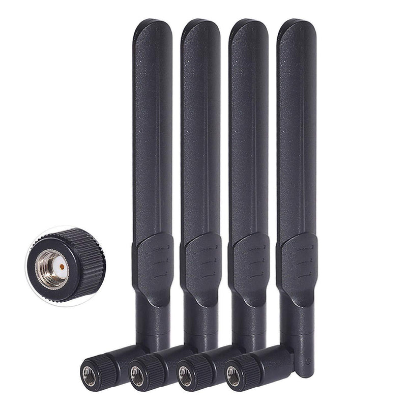 Bingfu Dual Band WiFi 2.4GHz 5GHz 5.8GHz 8dBi MIMO RP-SMA Male Antenna (4-Pack) for WiFi Router Wireless Network Card USB Adapter Security IP Camera Video Surveillance Monitor 4-Pack