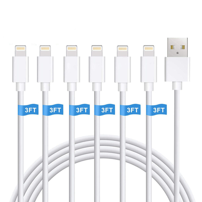 iPhone Charger, 6Pack 3FT Lightning Cable Sundix iPhone Charger Cable Charging Cord Compatible iPhone 13/12/12Pro/12ProMax/11/11Pro/11Pro MAX/XS/XS MAX/XR/X/8/8Plus/7/7Plus and More white