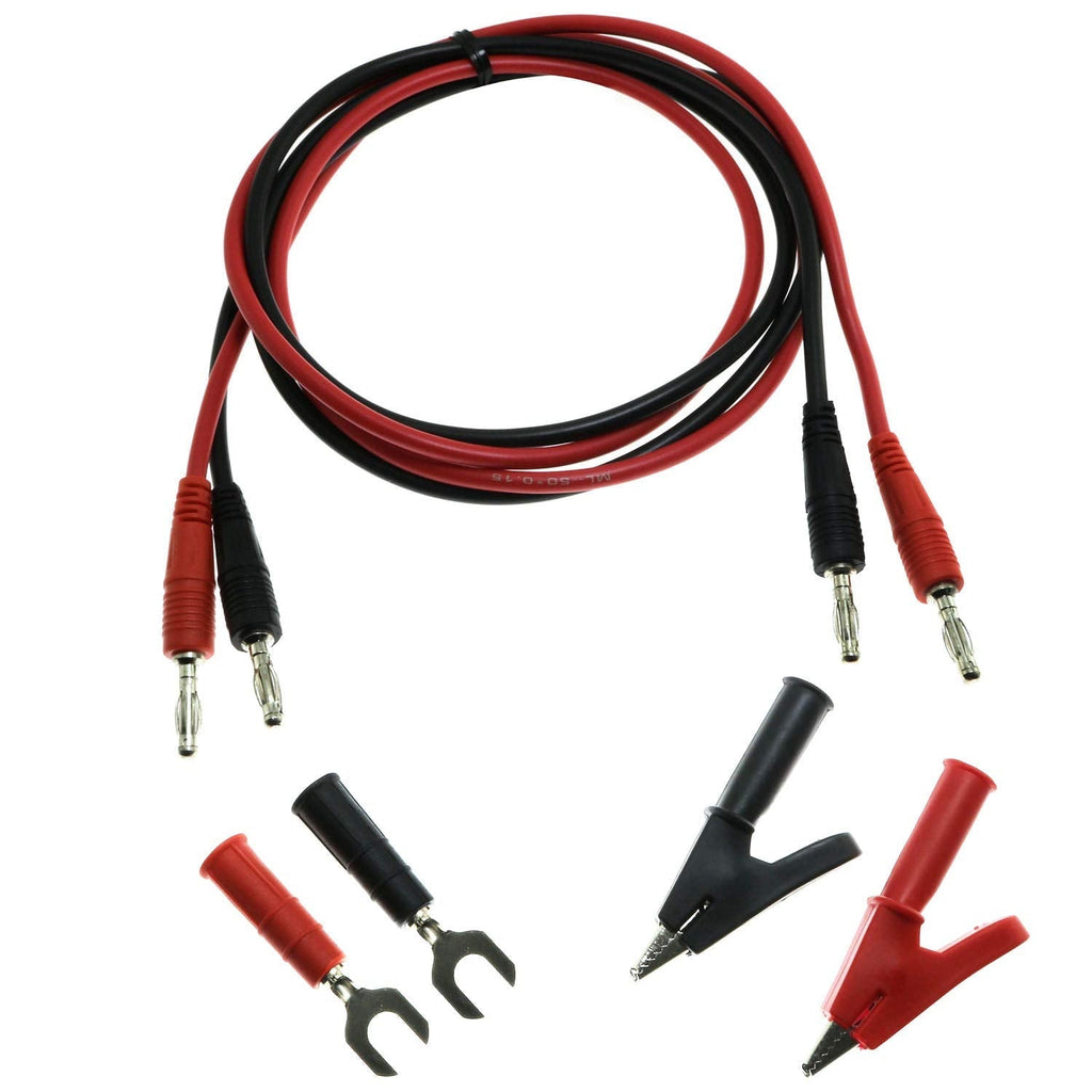 RuiLing 1-Pack 1M/3.3ft Alligator/Crocodile Clip Banana Plug Test Lead 4 in 1 Set for Electrical Testing