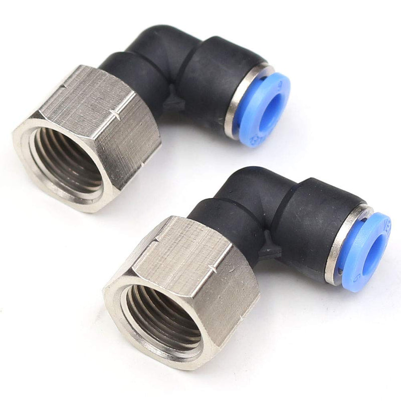 CEKER 1/4 NPT Elbow Fittings Push to Connect Air Fittings Pneumatic Air Line 6mm Od Fittings 1/4" Npt Female Push in Connectors Quick Connect Air Composite Fittings 2Packs 6MM X 1/4" FNPT 2