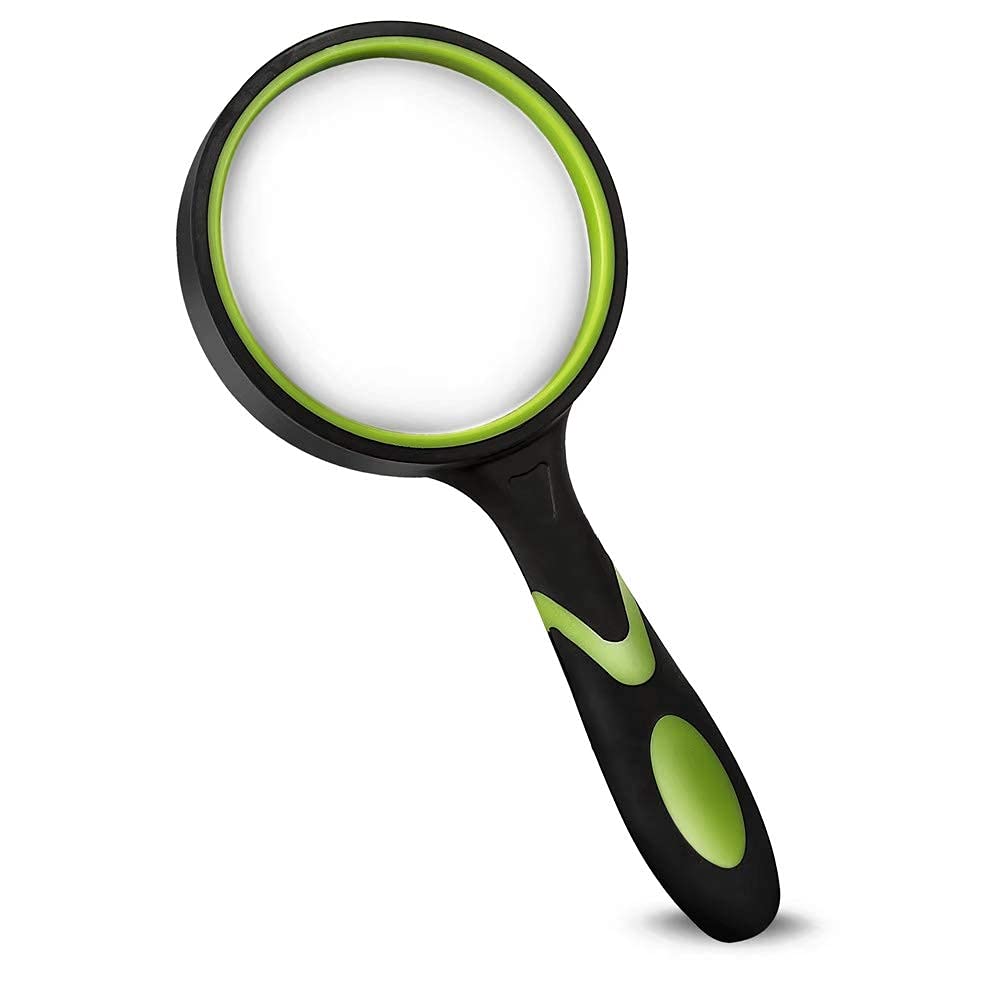 Wapodeai Magnifying Glasses, Magnifying Glass 4X Handheld Reading Magnifier for Seniors & Kids, 75mm Large Magnifying Lens with Non-Slip Rubber Handle for Reading and Hobbies.