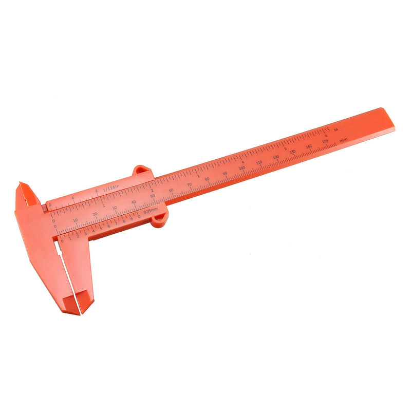 uxcell Vernier Caliper 150mm 6 Inch Metric Plastic Measuring Tool for Precision Measurements Outside Inside Depth Orange