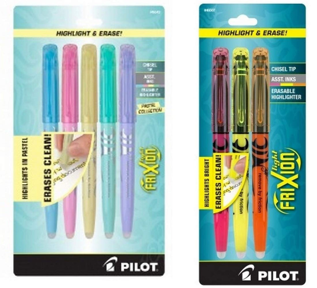 Pilot Frixion Light Pastel Highlighter with Erasable Ink, Chisel Tip, 5 pack (46543) 3 pack (46507)