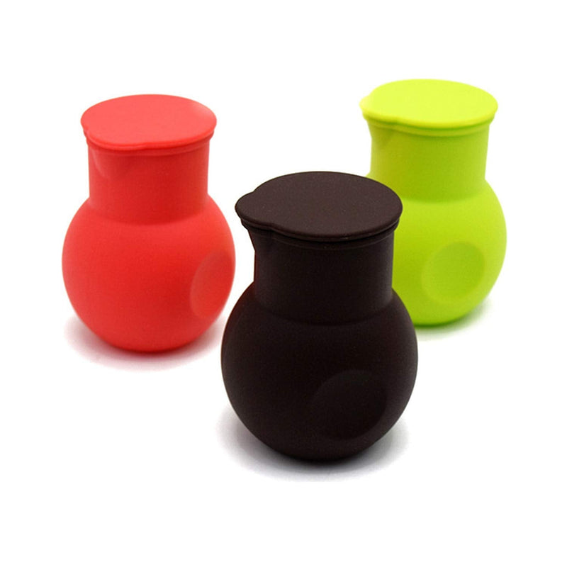 DD-life 3 Pcs Silicone Chocolate Melting Pot, Butter Sauce Milk Microwave Baking Pouring Tool Blacl+Green+Red
