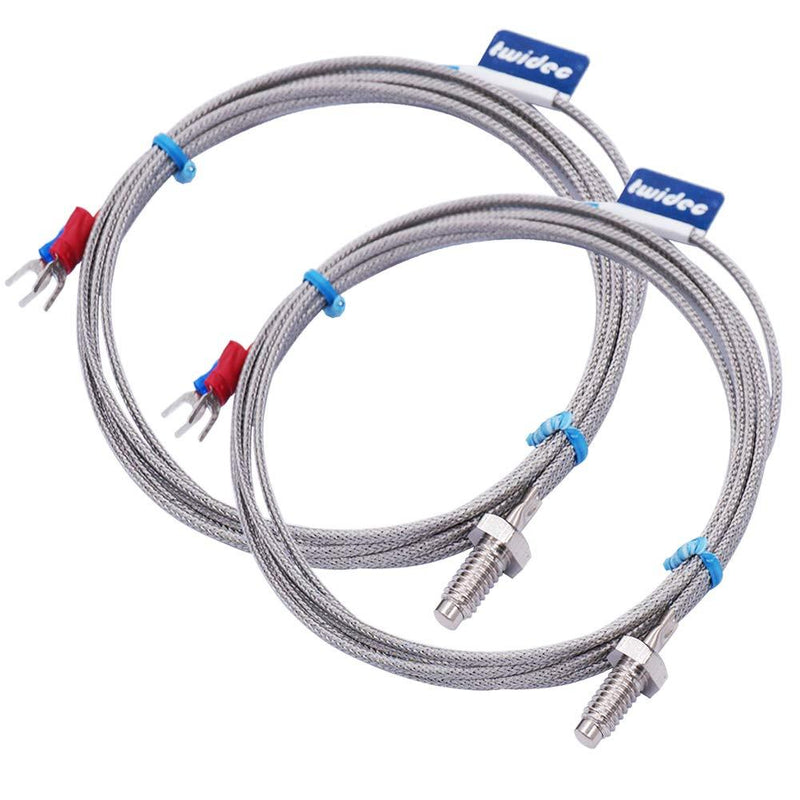 Twidec/2Pcs 1/4" Screw Probe Temperature Sensor K Type Thermocouple 2 Meters Cable Temperature Range: 0-600Â°C LT-104