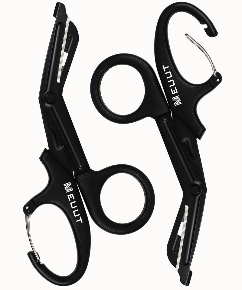MEUUT 2 Pack Medical Scissors Trauma Shears with Carabiner-7.5" Bandage Shears, Premium Quality Bandage Scissors Fluoride-Coated Stainless Steel EMT Scissors Black+Black