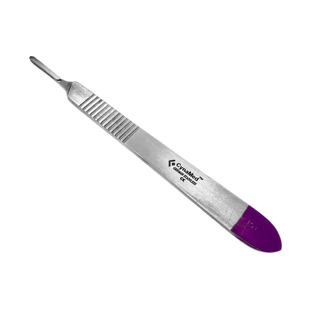 Cynamed Precision Dissecting Scalpel Handle Knife No. 3 with Colored Handles - Perfect for Student, Educational-Use, Dissection Experimentation and More (Purple)