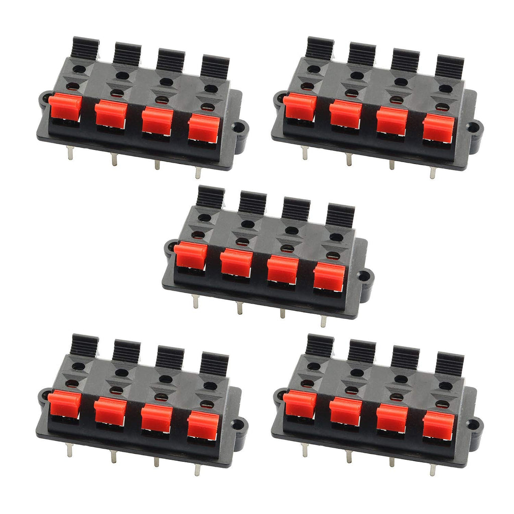 RuiLing 5-Pack Push Release Connector Board Stereo Terminal Strip Block for Speaker Double Row 8 Position 5 PCS Double Row 8 Position