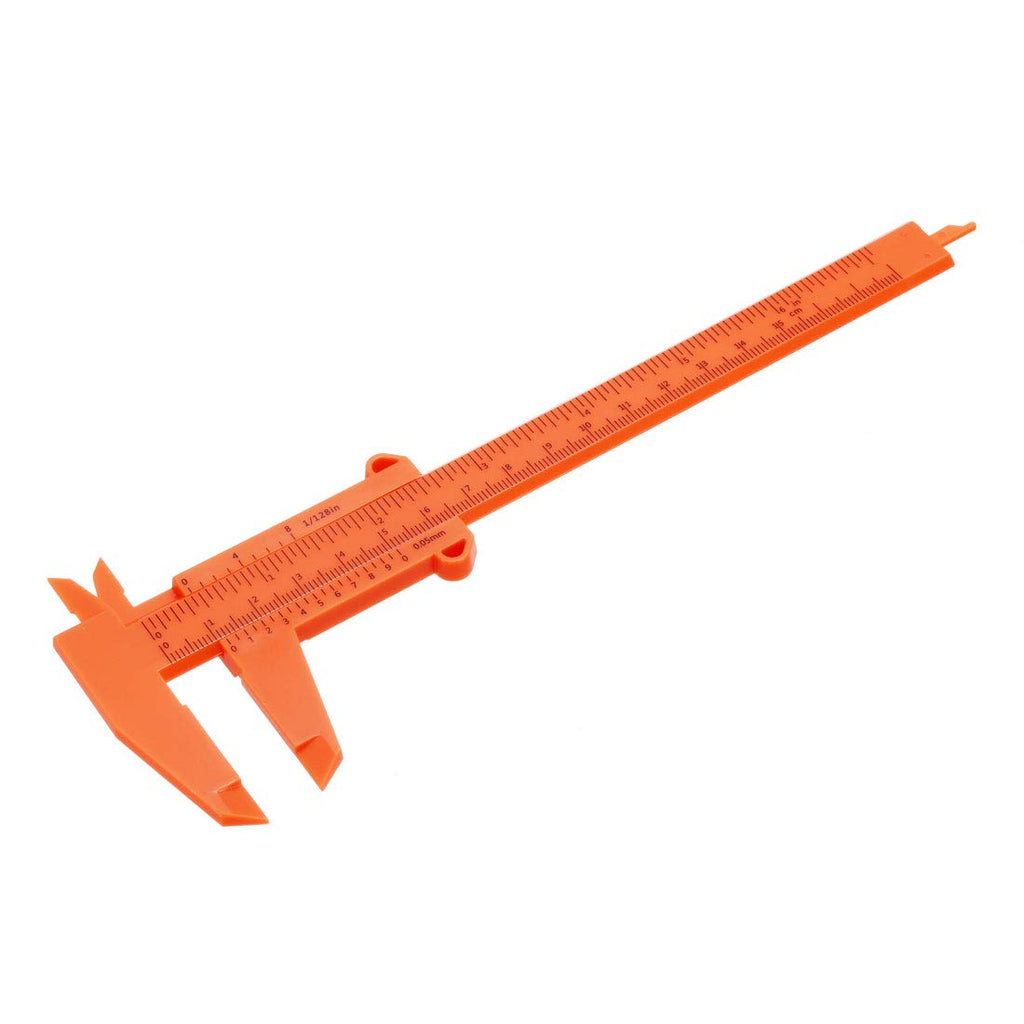 uxcell Vernier Caliper 150mm 6 Inch Metric Plastic Measuring Tool for Precision Measurements Outside Inside Depth Orange 2pcs