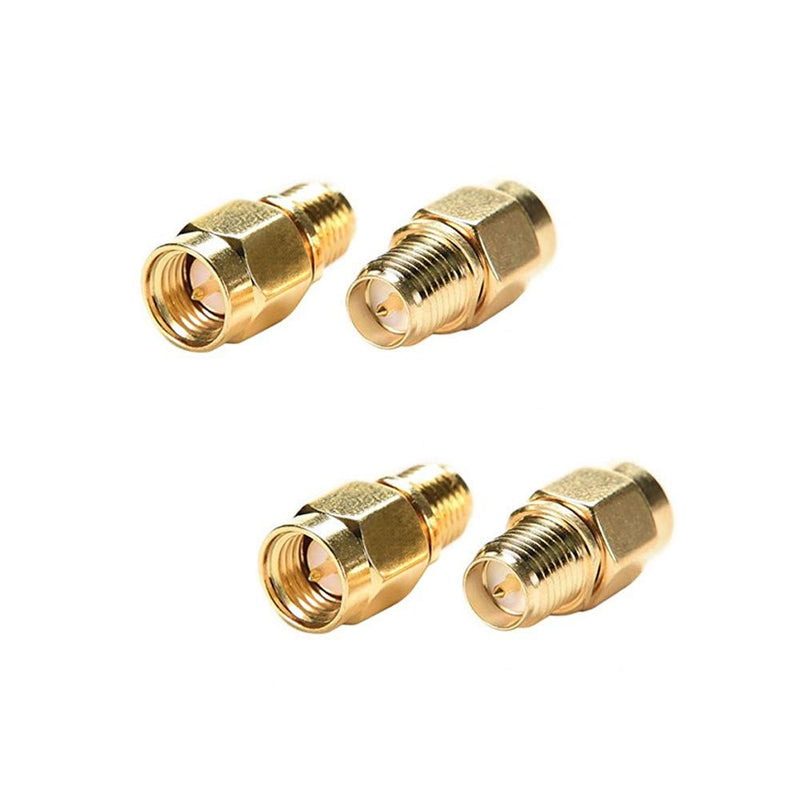 CORONIR (4Pack) SMA Adapter SMA Male to RP SMA Female Jack Connector for RF Coax Cable Wi-Fi Antenna/Signal Booster/Repeaters/Radio/Extension Cable/FPV Drone Pack of 4