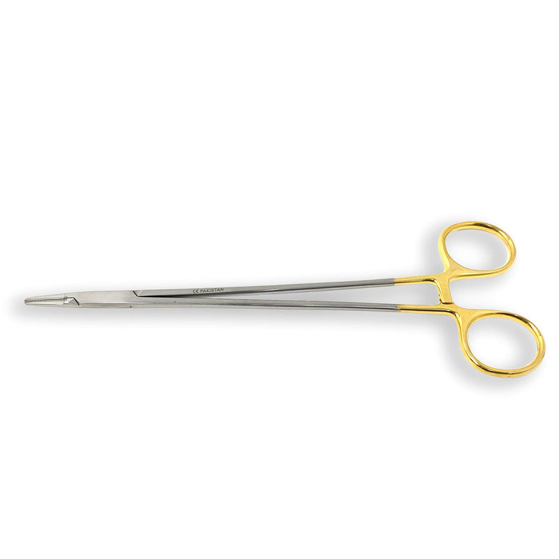 Cynamed TC Ryder Micro Needle/Suture Holder Driver with Tungsten Carbide Inserts and Gold Rings - Premium Grade Instrument (8 in.)