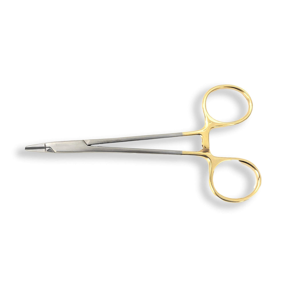 Cynamed TC Ryder Micro Needle/Suture Holder Driver with Tungsten Carbide Inserts and Gold Rings - Premium Grade Instrument (6 in.) 6 in.