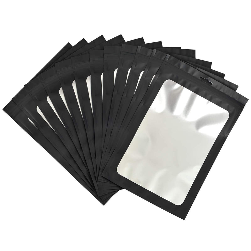 100-pack resealable mylar bags with front window Smell Proof bag packaging pouch bag for lip gloss eyelash cookies sample food jewelry electronics |flat|cute|(Black, 2.75×3.93 inches) Black