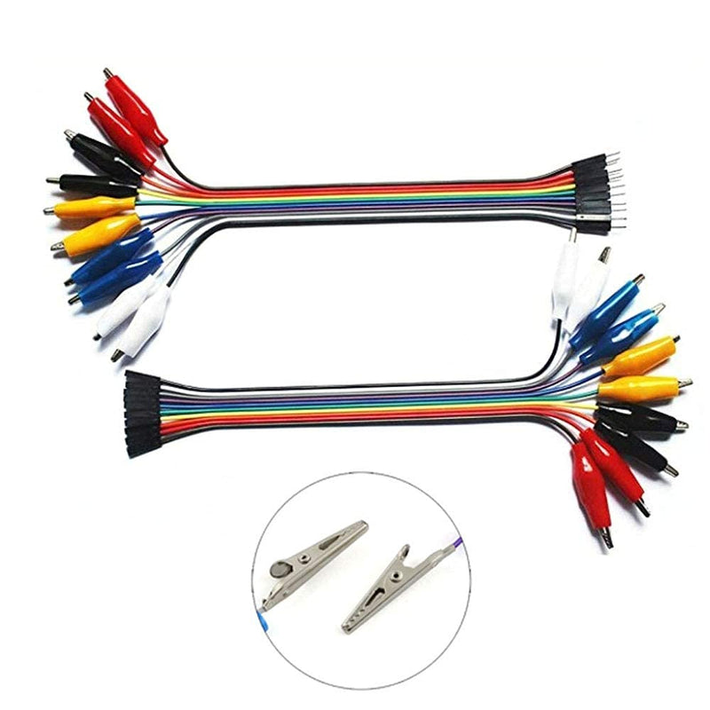 Longdex 20PCS 8 Inch Jumper Wire Male to Alligator Clip, 20cm Jumper Wire Female to Crocodile Clip for Test Lead Arduino Raspberry pi
