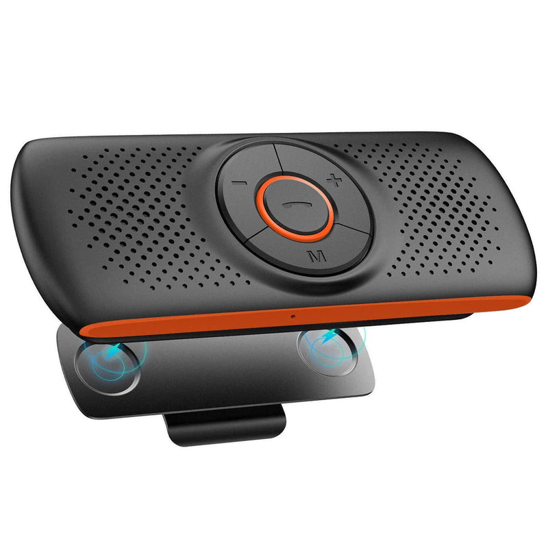 Bluetooth Handsfree Speakerphone for Cell Phone, NETVIP Wireless Car Kit Music Player Adapter with Back-Clip Portable Bluetooth Speaker for Home/Sport/Outdoor, Work with Siri/Google Assistant/TF Card Orange