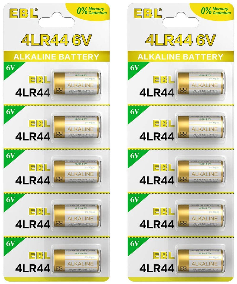 EBL 6 Volt Battery 4LR44 Dog Collar Batteries (10 Pack) 6V Alkaline Batteries 476A / PX28A / A544 / K28A / L1325