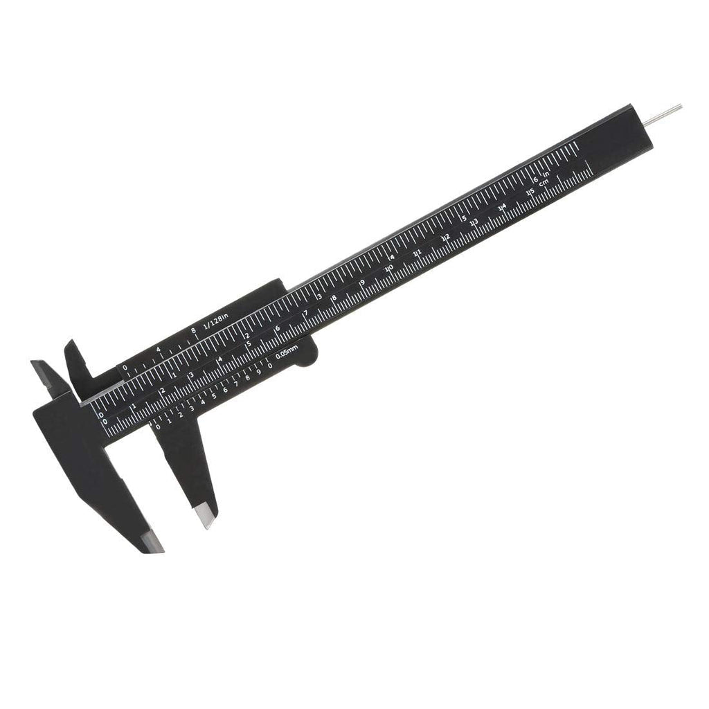 uxcell Vernier Caliper 150mm 6 Inch Metric Double Scale Plastic Ruler Measuring Tool Black 5Pcs