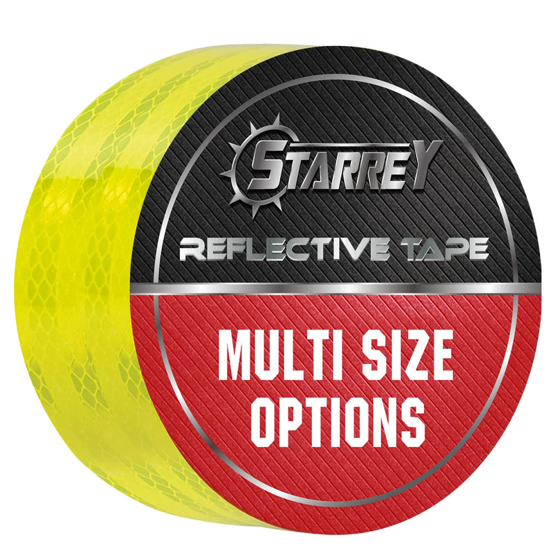 Starrey Reflective Tape 1 inch Wide 15 FT Long DOT-C2 High Intensity Fluorescent Yellow - 1 inch Trailer Reflector Safety Conspicuity Tape for Vehicles Trucks Bikes Cargos Helmets 1IN X 15FT