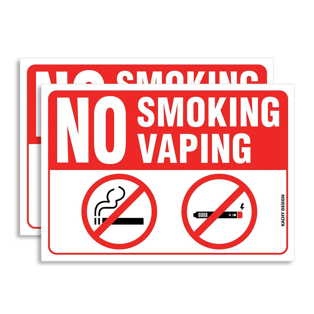 (Set of 2) No Smoking/Vaping Sign - 10" x 7" 4 Mil Vinyl - Laminated for Ultimate Protection & Durability - Self Adhesive Decal - UV Protected & Weatherproof - Heavy Duty