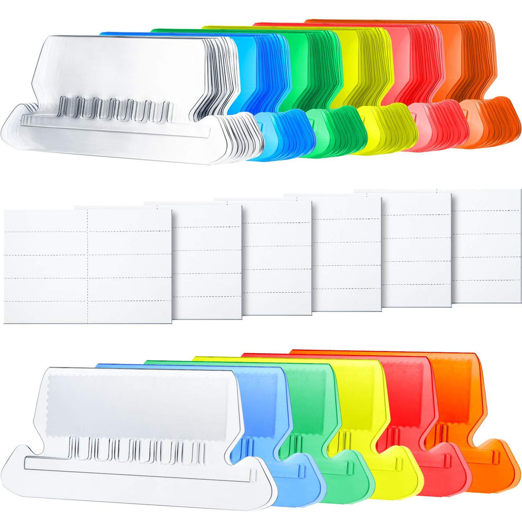 Hanging Folder Tabs and Inserts for Organize and Distinguish Hanging Files, 2 Inch, Clear to Read (60 Sets, Flat Design Multicolor A)