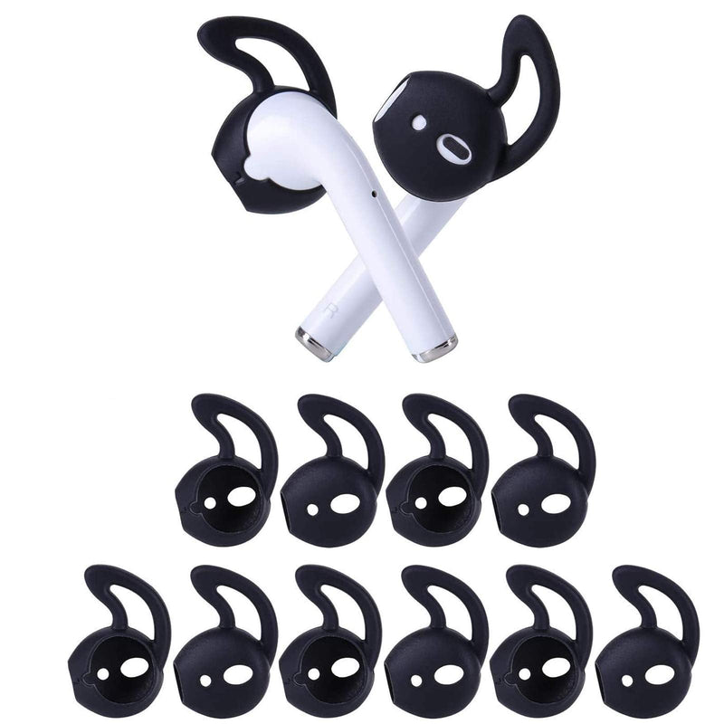 OneCut 5 Pairs Silicone Ear Tips Compatible for AirPods 1&2,Silicone Soft Anti-Slip Sport Earbud Tips, Anti-Drop Ear Hook Gel Headphones Earphones Protective Accessories Tips (Black) Black
