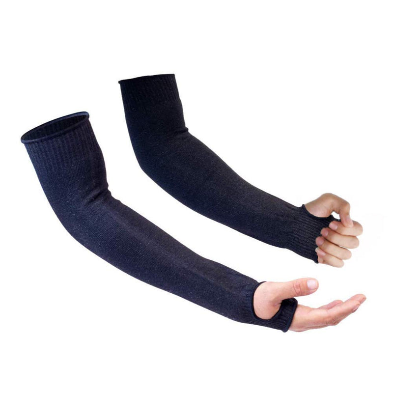 Protective Arm Sleeves, Level 5 Protection Cut Resistant Sleeve with Thumb Hole (Black) Black