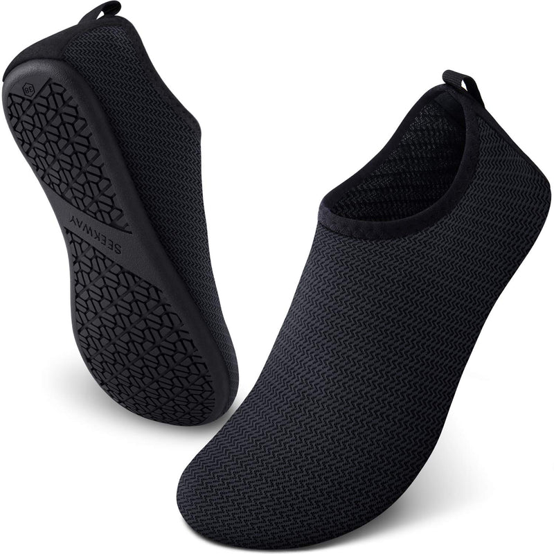 SEEKWAY Water Shoes Women Men Adult Quick-Dry Aqua Socks Barefoot Non Slip for Beach Swim River Pool Lake surf 3.5-4.5 Women/2.5-3.5 Men 731 Black