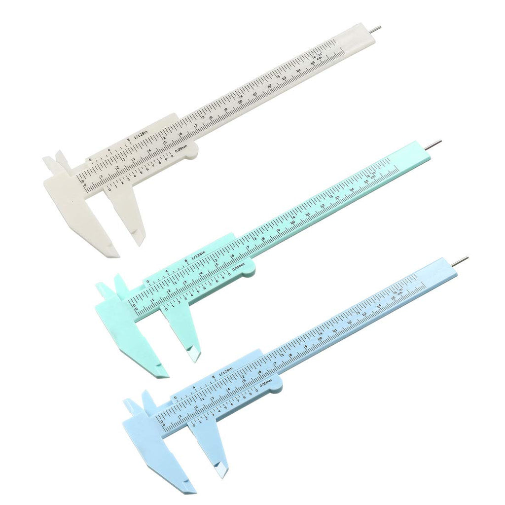 uxcell Vernier Caliper 150mm 6 Inch Metric Double Scale Plastic Ruler Measuring Tool 3 Colors 1Set