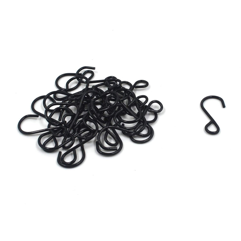 T Tulead 30PCS S-Hooks Small Metal Hooks 1.6" Outdoor Black Hooks for Bedroom,Bathroom,Kitchen,Office 1.6"