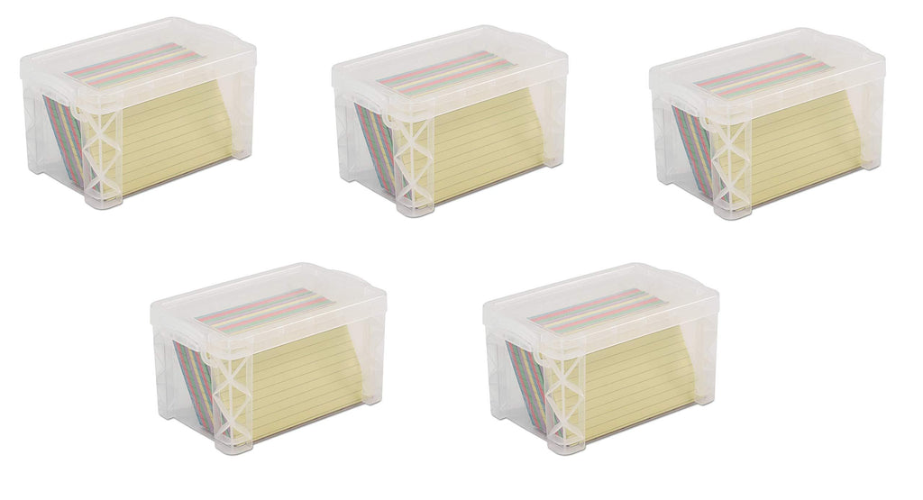 Advantus 40307 Super Stacker 3" x 5" Index Card Box, Clear, Sold as 5 Boxes